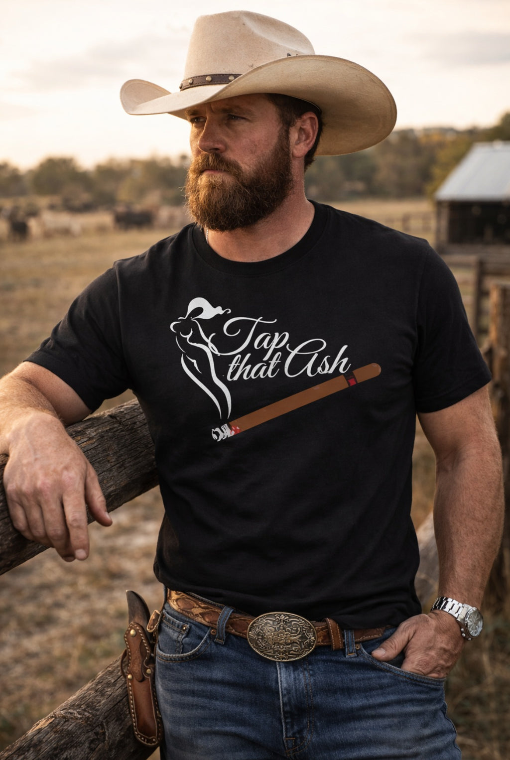 Tap That Ash Premium Men's Cigar T-Shirt | Funny Cigar Shirt for Cigar Lovers