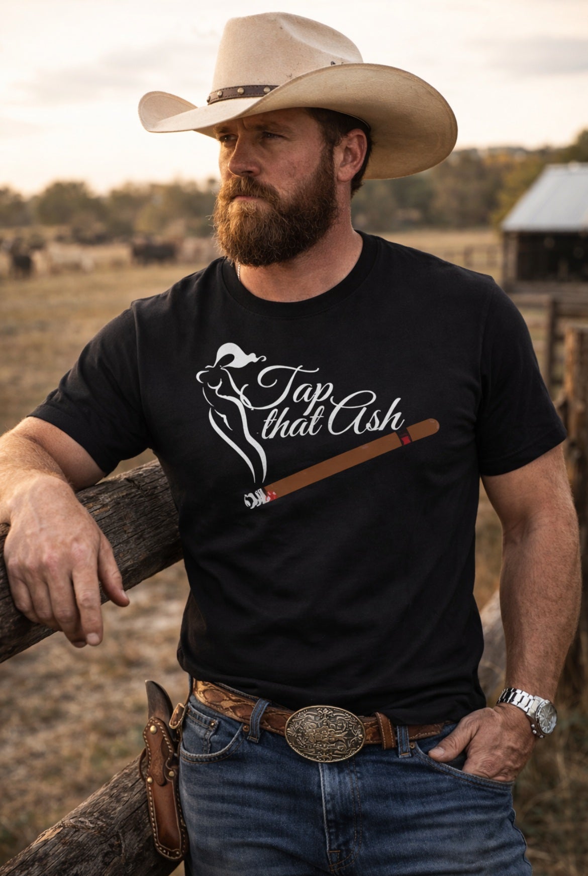 Tap That Ash Premium Men's Cigar T-Shirt | Funny Cigar Shirt for Cigar Lovers